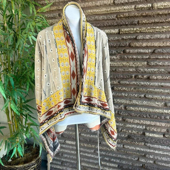Anthropologie Freeway Southwestern Waterfall Open Drape Cardigan Sweater - Picture 6 of 9